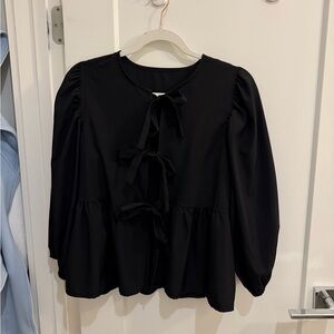 Womens black tie front top